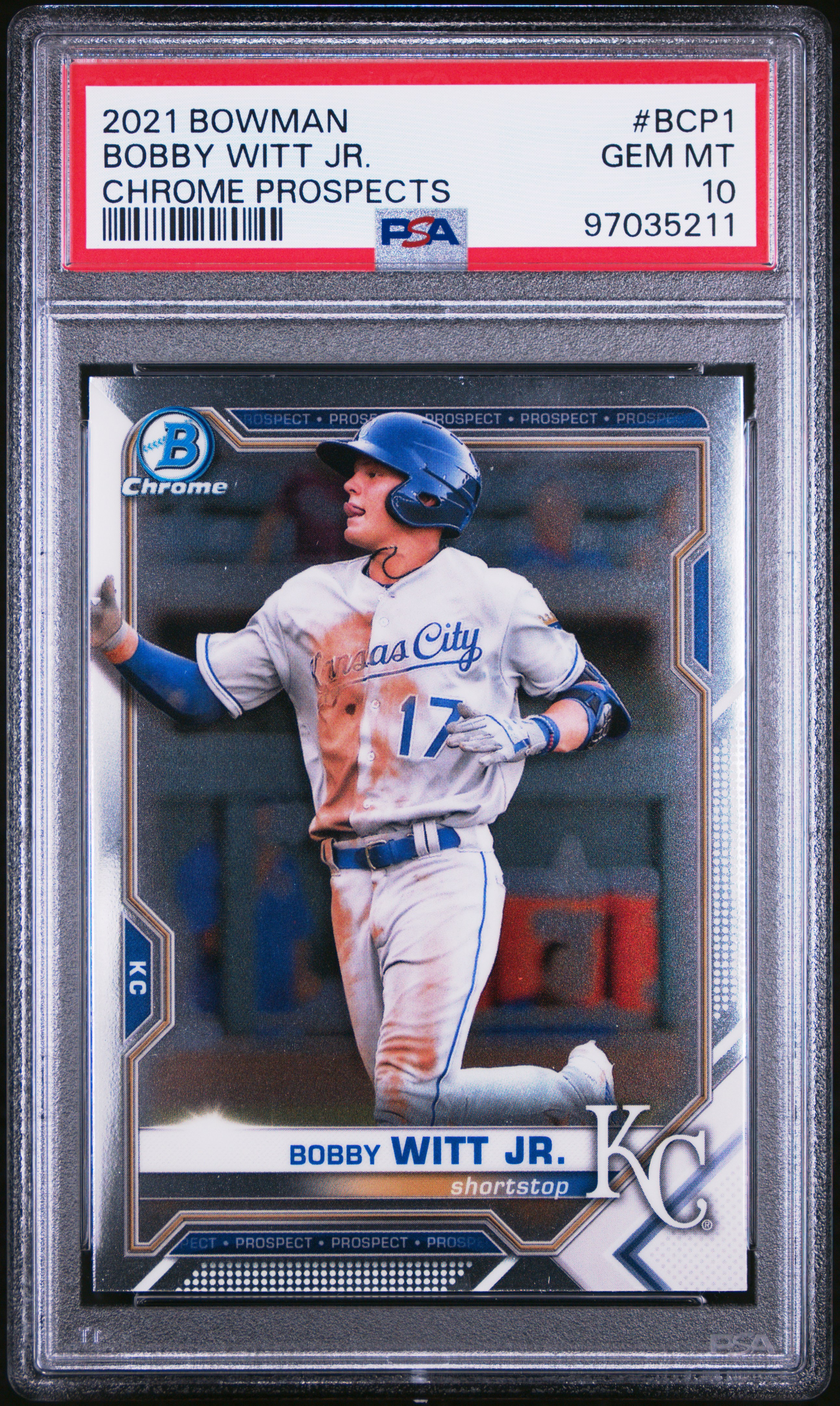 2021 Bowman Chrome Prospects Bobby Witt Jr. #Bcp1 (Chrome Prospects) Gem Mt 10 front