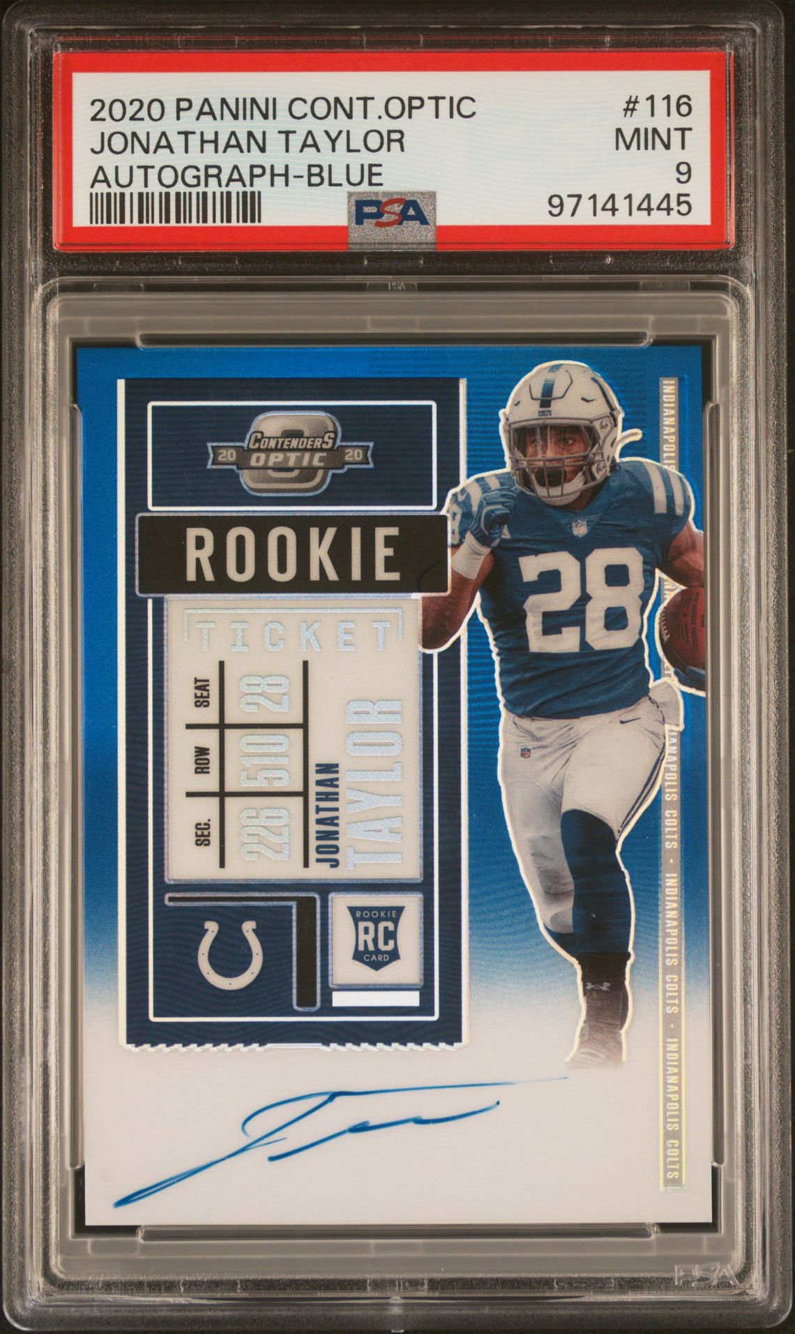 2020 Panini PANINI CONTENDERS OPTIC AUTOGRAPH #116 Jonathan Taylor front