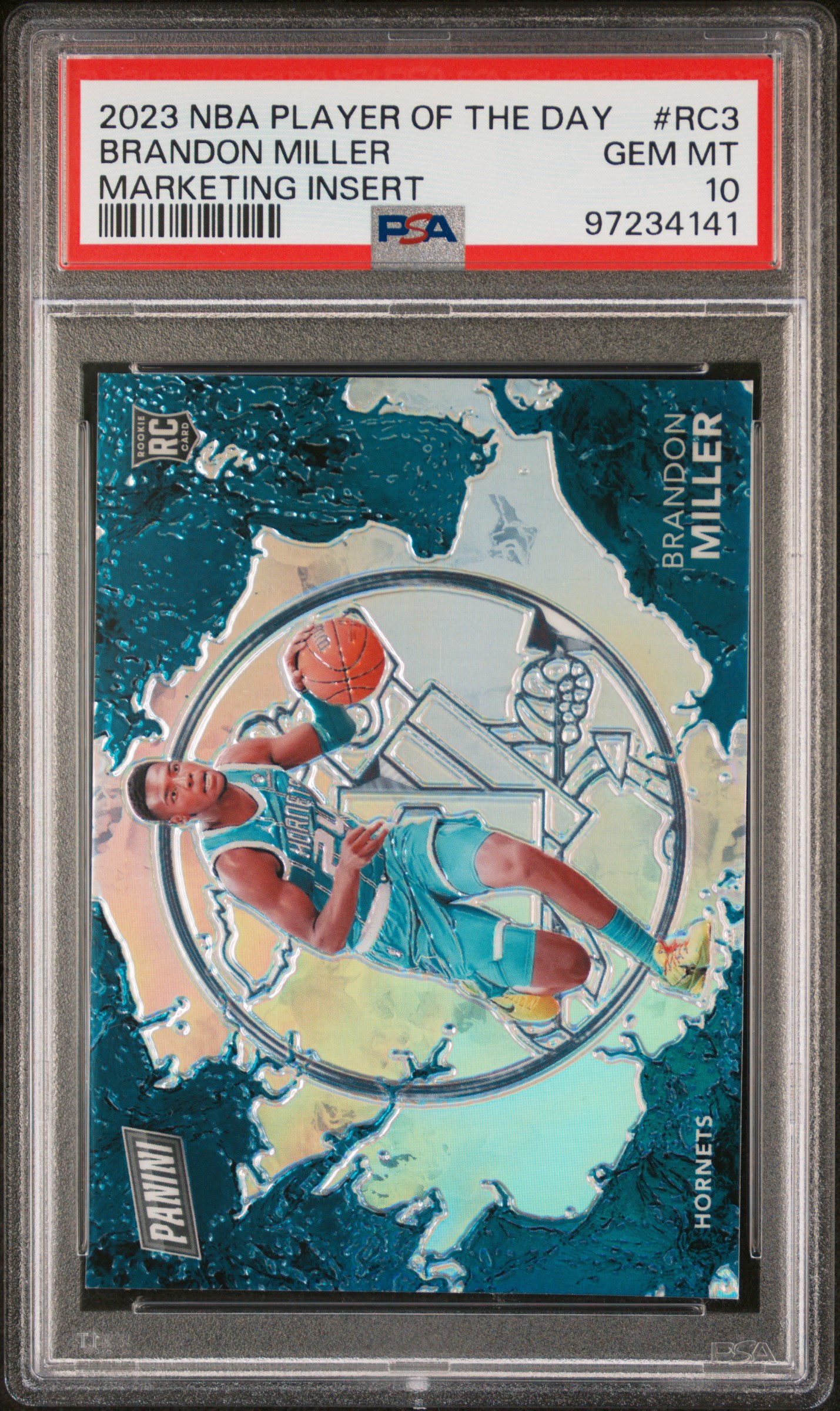 2023 Panini Nba Player Of The Day Marketing Insert Brandon Miller #Rc3 Gem Mt 10 front