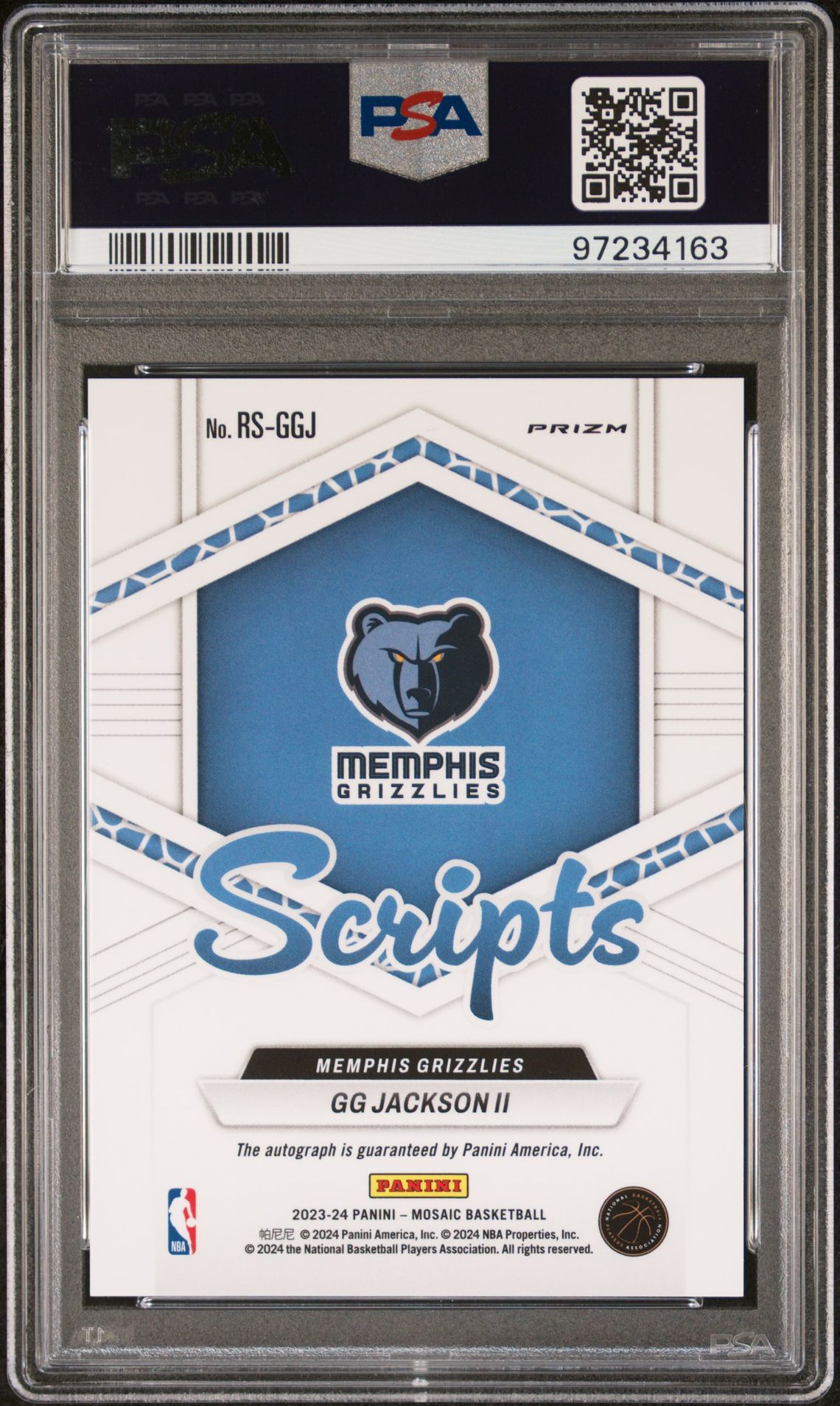 2023 Panini Mosaic Rookie Scripts Gg Jackson Ii #Rsggj Gem Mt 10 back