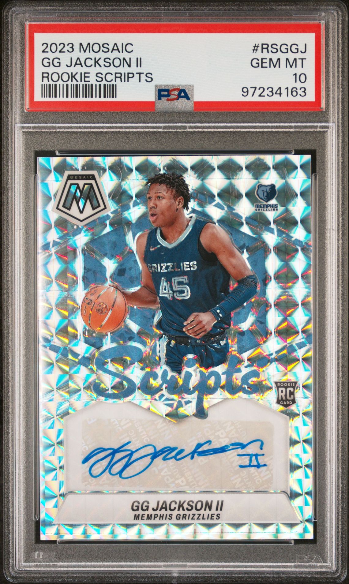 2023 Panini Mosaic Rookie Scripts Gg Jackson Ii #Rsggj Gem Mt 10 front