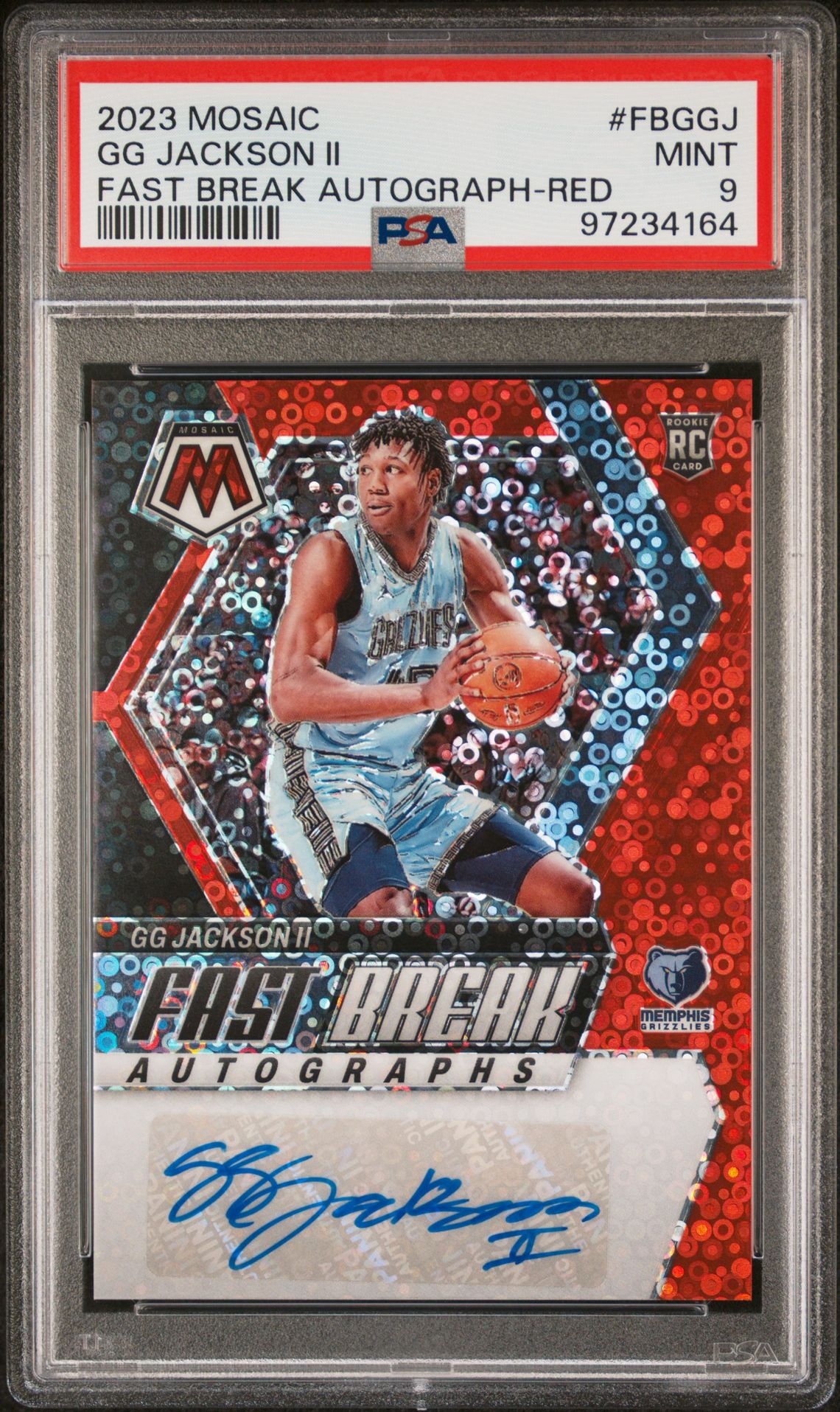 2023 Panini Mosaic Fast Break Autographs Gg Jackson Ii #Fbggj (Fast Break Autograph-Red) Mint 9 front