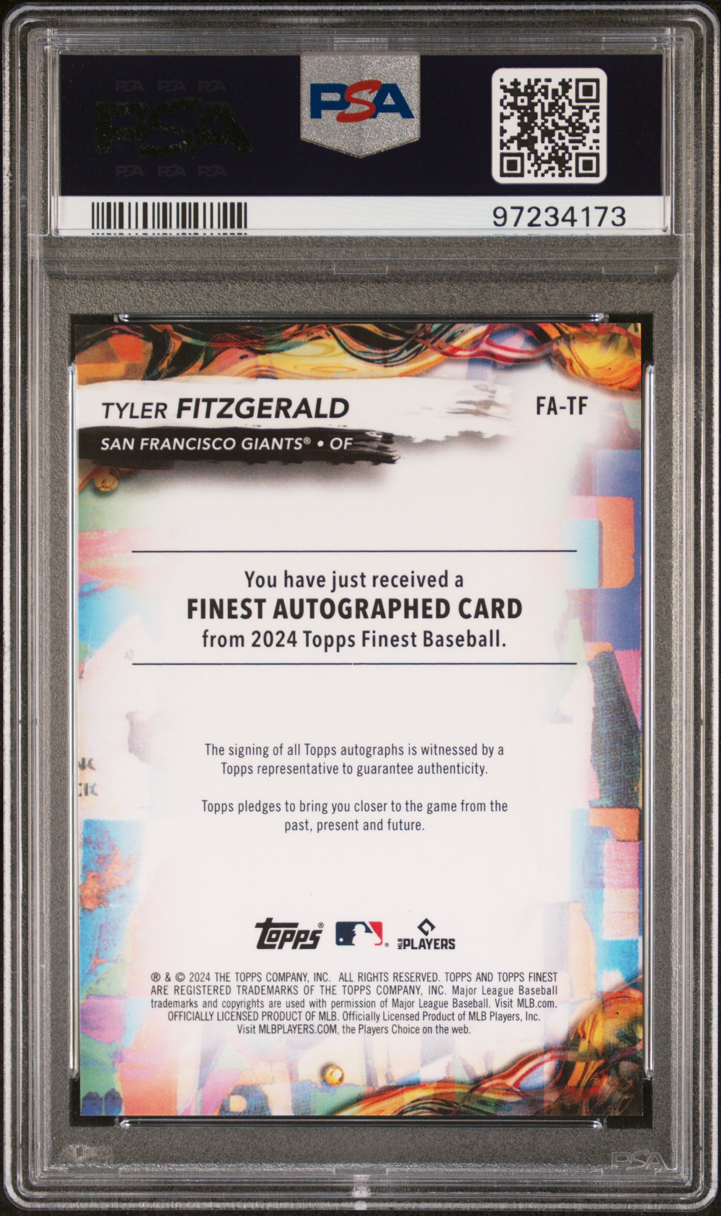 2024 Topps Finest Finest Autographs Tyler Fitzgerald #Fatf (Autograph-Green Refractor) Gem Mt 10 back