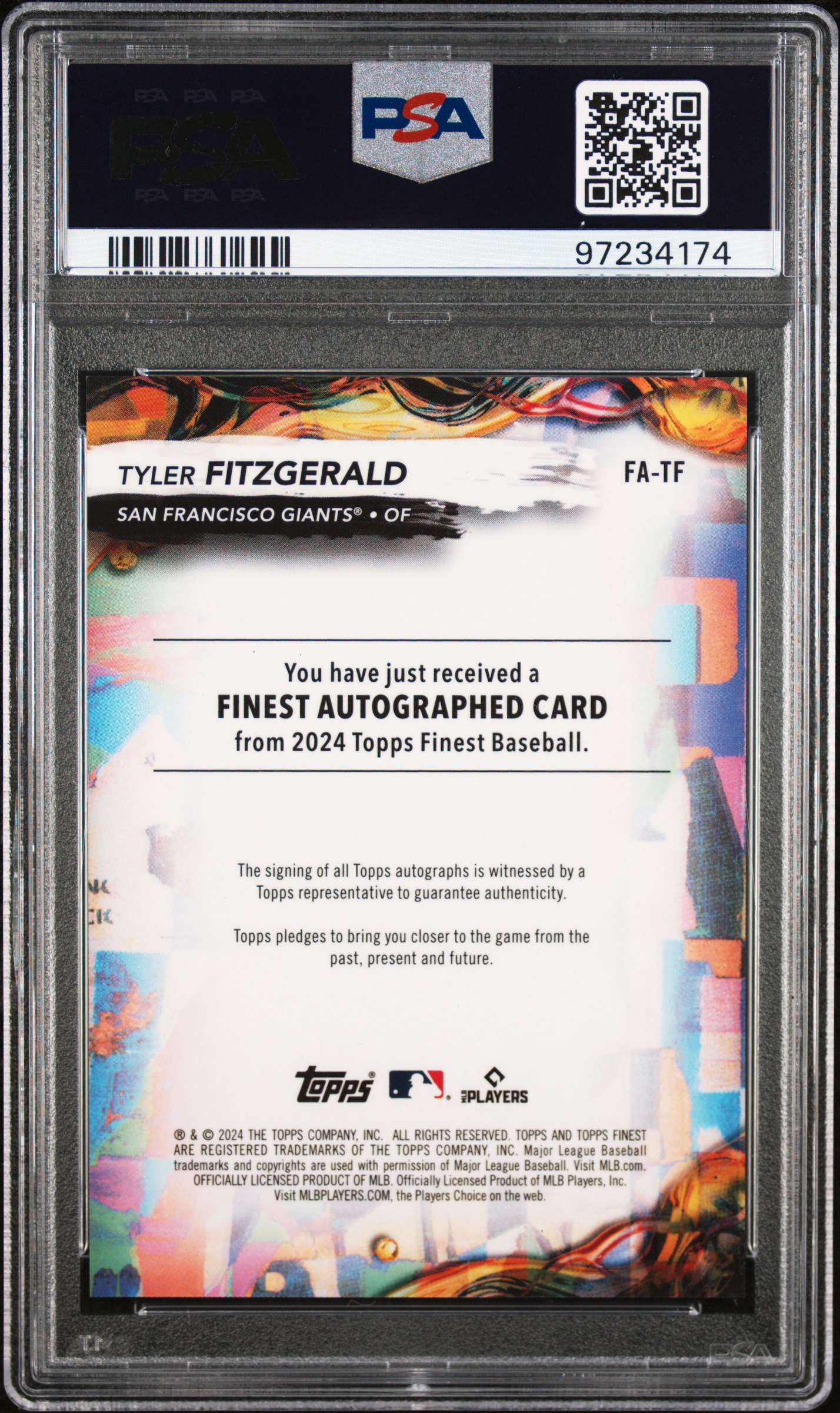 2024 Topps Finest Finest Autographs Tyler Fitzgerald #Fatf (Auto-Purple Refractor) Mint 9 back