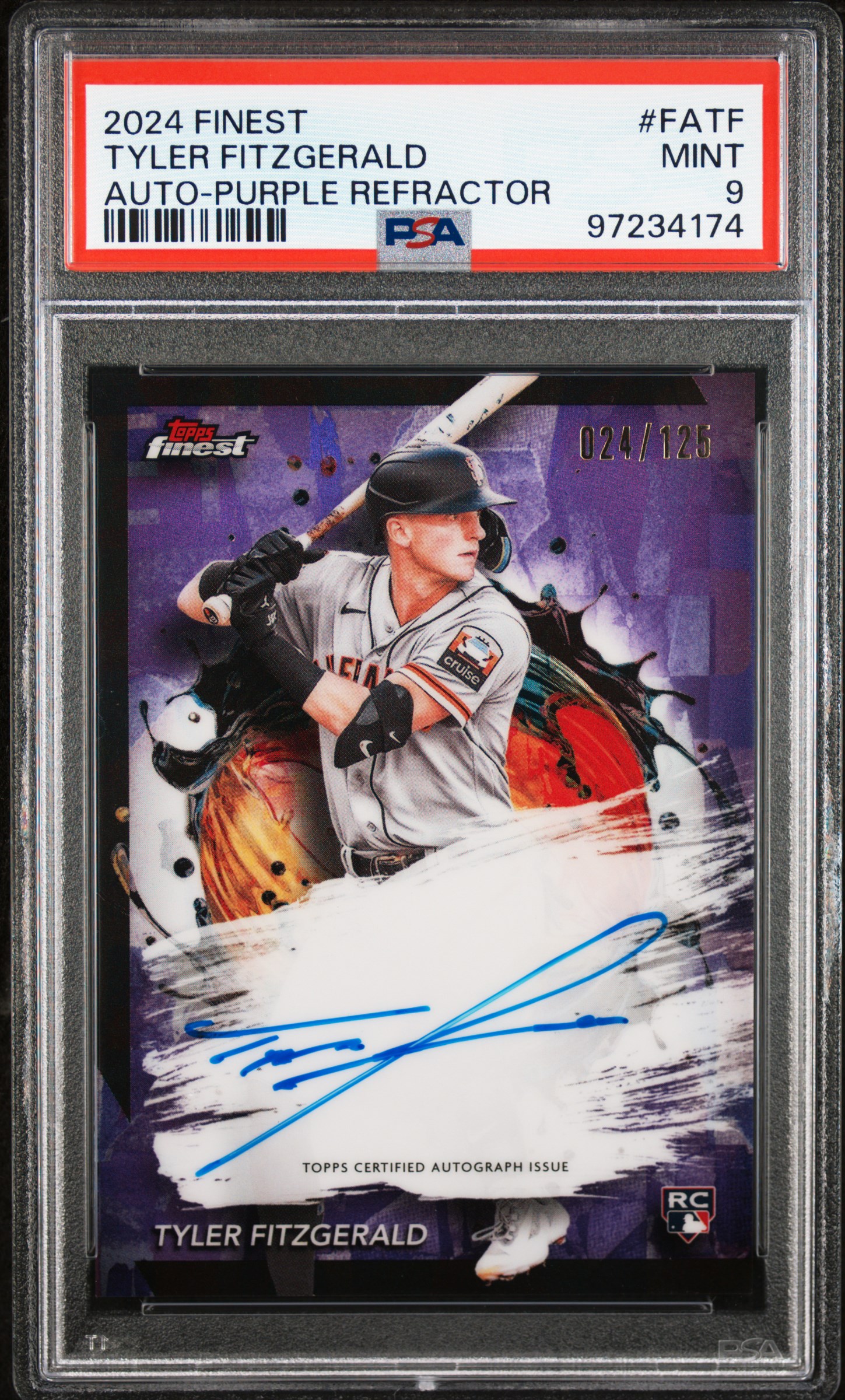 2024 Topps Finest Finest Autographs Tyler Fitzgerald #Fatf (Auto-Purple Refractor) Mint 9 front