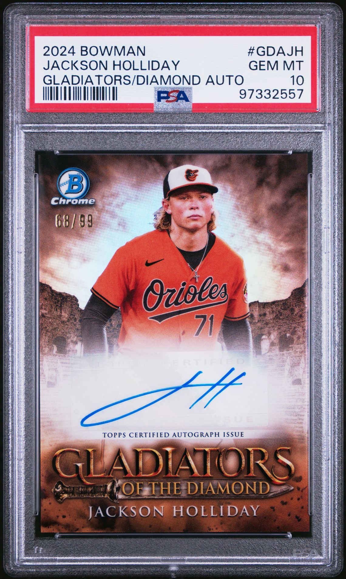 2024 Bowman BOWMAN GLADIATORS OF THE DIAMOND AUTOGRAPHS Chrome #GDAJH Jackson Holliday front