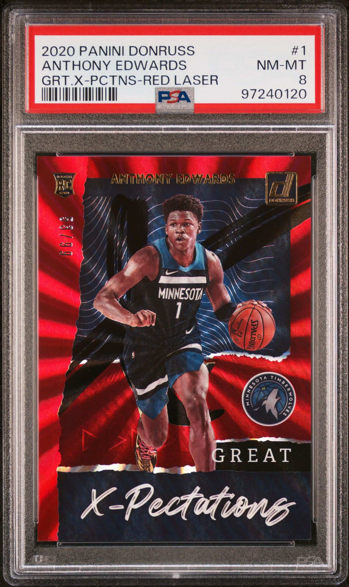 2020 Panini PANINI DONRUSS GREAT X-PECTATIONS GRT.X-PCTNS-RED LASER #1 Anthony Edwards front