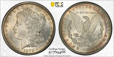 1878 7TF $1 Reverse of 1878 MS65