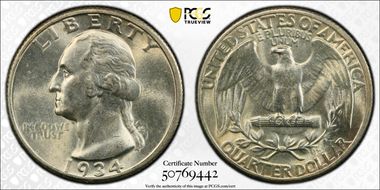 1934 25C Light Motto MS63