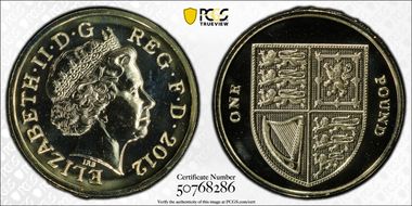 2012 £1 S-J27 Large Shield MS68