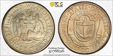 1936-D 50C Rhode Island MS66