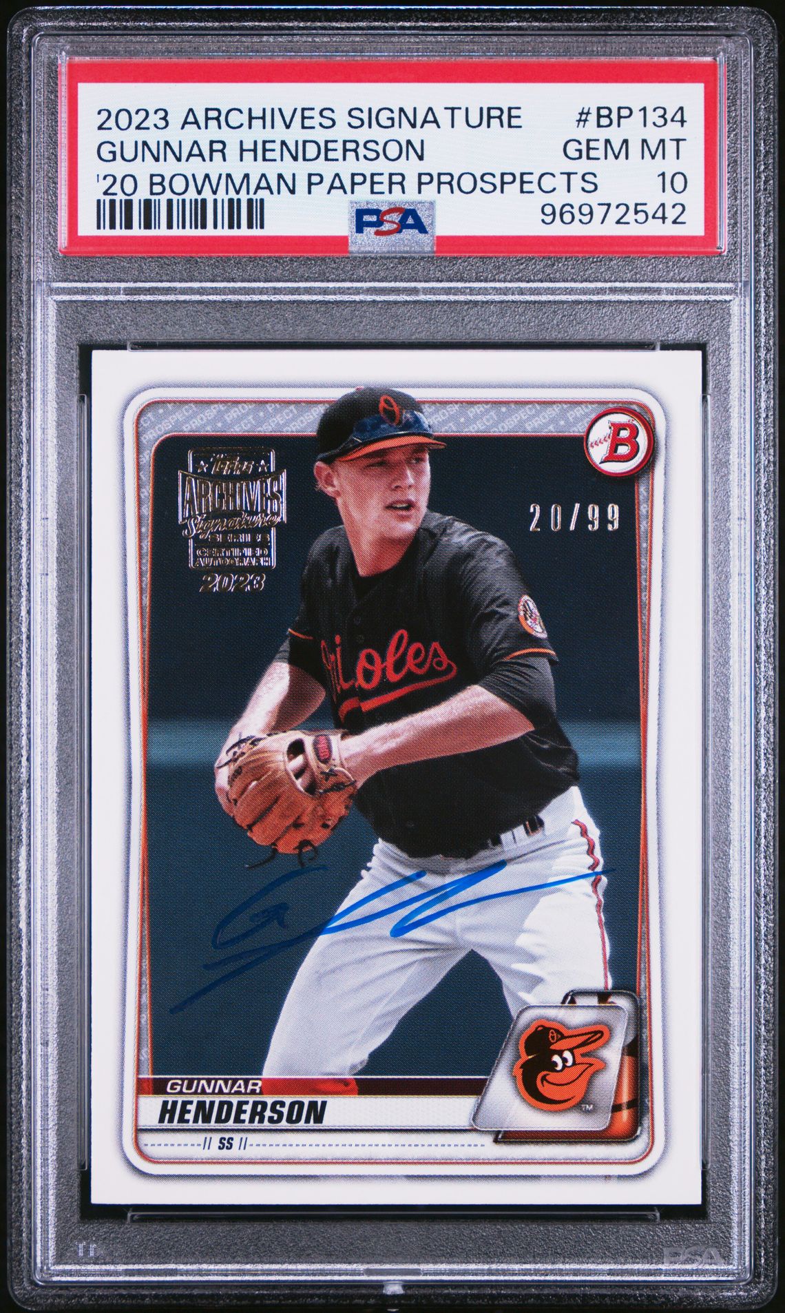 2023 Topps TOPPS ARCHIVES SIGNATURE SERIES '20 BOWMAN PAPER PROSPECTS #BP134 Gunnar Henderson front