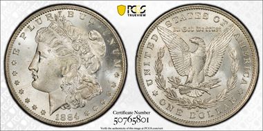 1884-O $1 VAM 25, Date in Denticles MS65