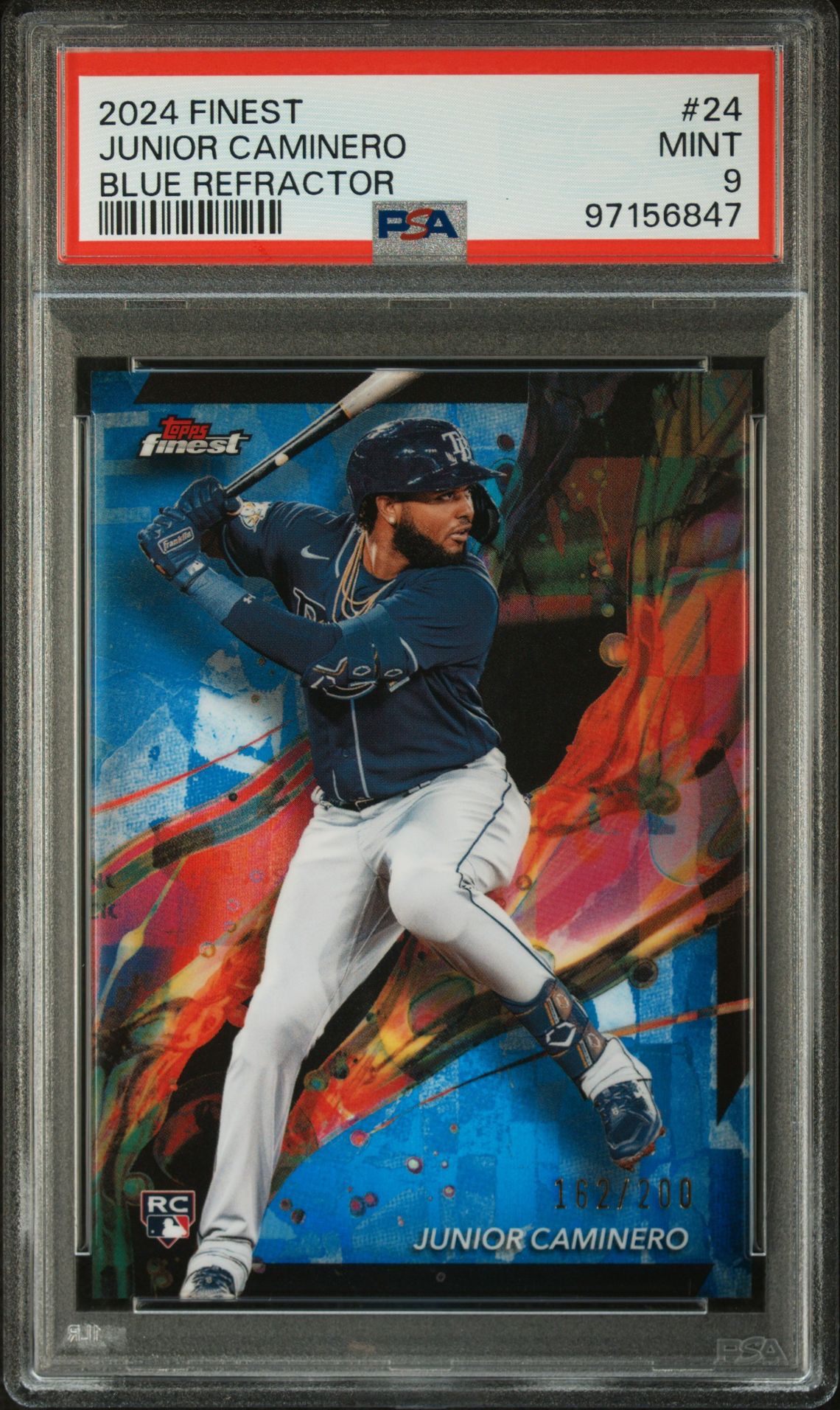 2024 Topps TOPPS FINEST BLUE REFRACTOR #24 Junior Caminero front