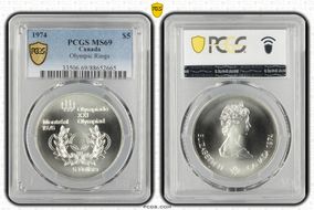 1974 $5 Olympic Rings MS69