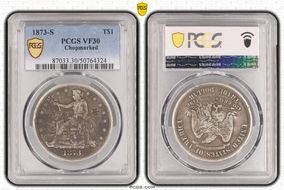 1873-S T$1 Chopmarked VF30