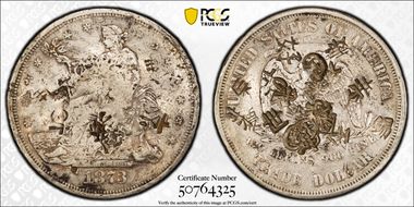 1873-S T$1 Chopmarked N1