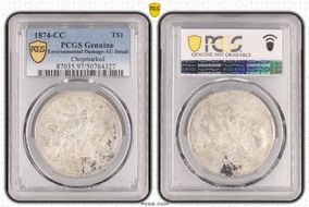 1874-CC T$1 Chopmarked N1