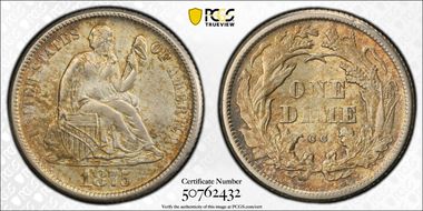 1875-CC 10C Mintmark Above Bow MS63