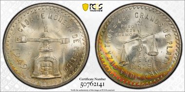 1949-Mo Onza KM-M49a  Ag MS64