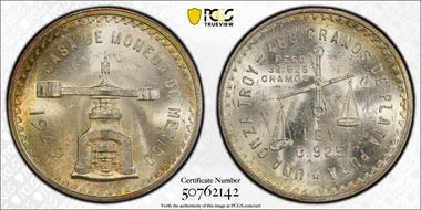 1949-Mo Onza KM-M49a  Ag MS62