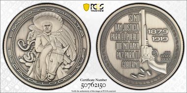 No Date Medal Zapata El Caudillo del Sur Ag Antique Finish SP69