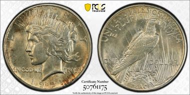 1921 $1 High Relief, Peace N1