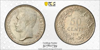 1911 50C DER BELGEN MS64