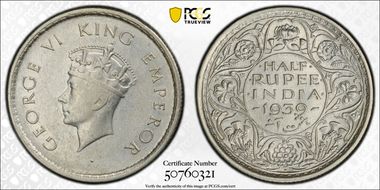 1939(B) 1/2 Rup SW-9.47 Long Trefoils N1