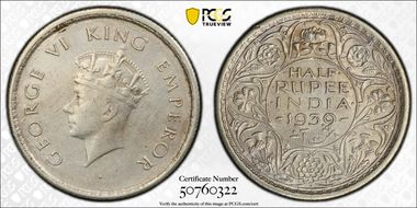 1939(B) 1/2 Rup SW-9.47 Long Trefoils N1