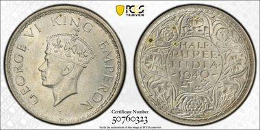 1940(B) 1/2 Rup SW-9.52 MS63