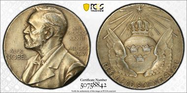 (1982)H10 Medal Alfred Nobel Science Gilt Ag Nominating Committee SP55