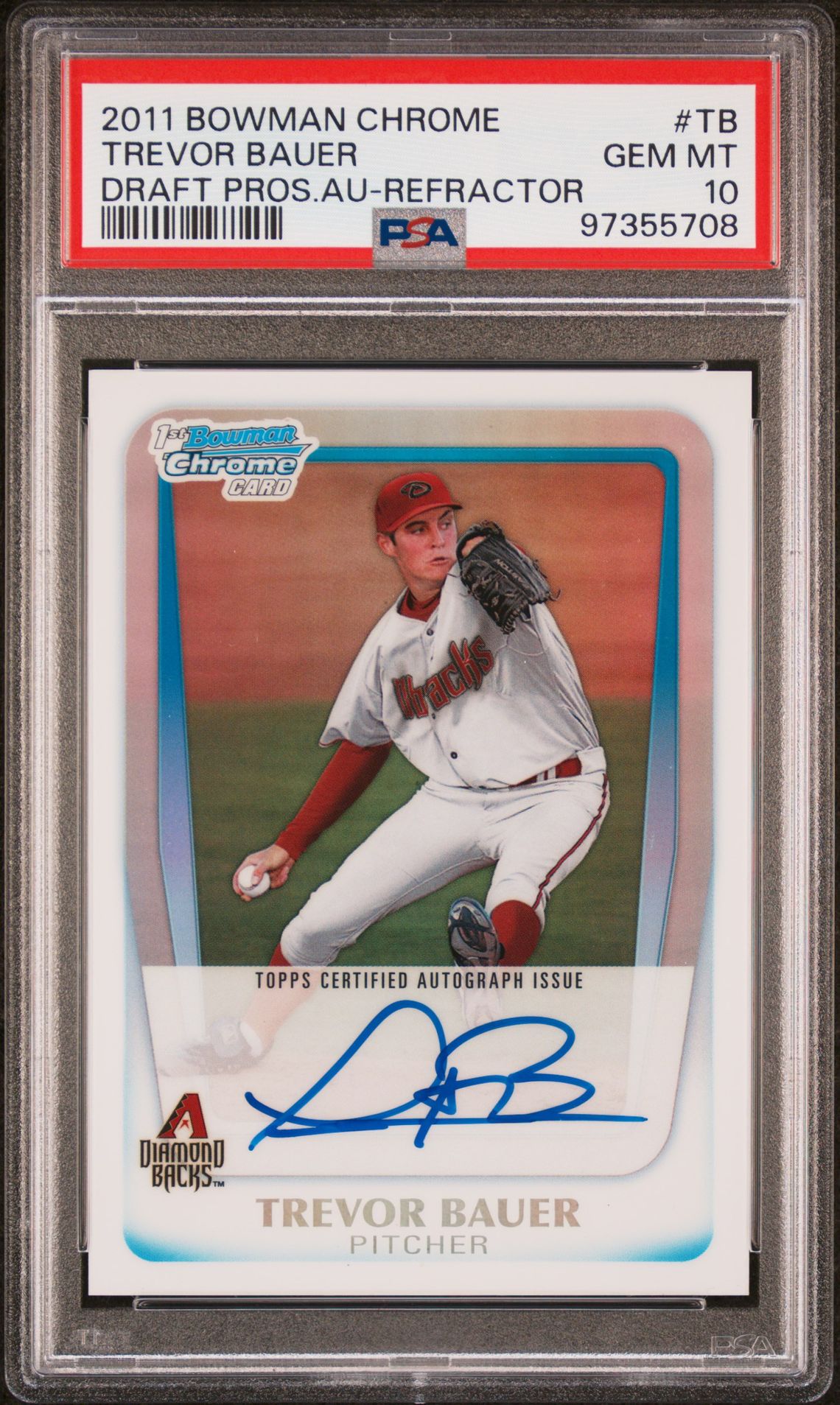 2011 Bowman BOWMAN CHROME DRAFT PROSPECT AUTOGRAPHS Refractor #TB Trevor Bauer front