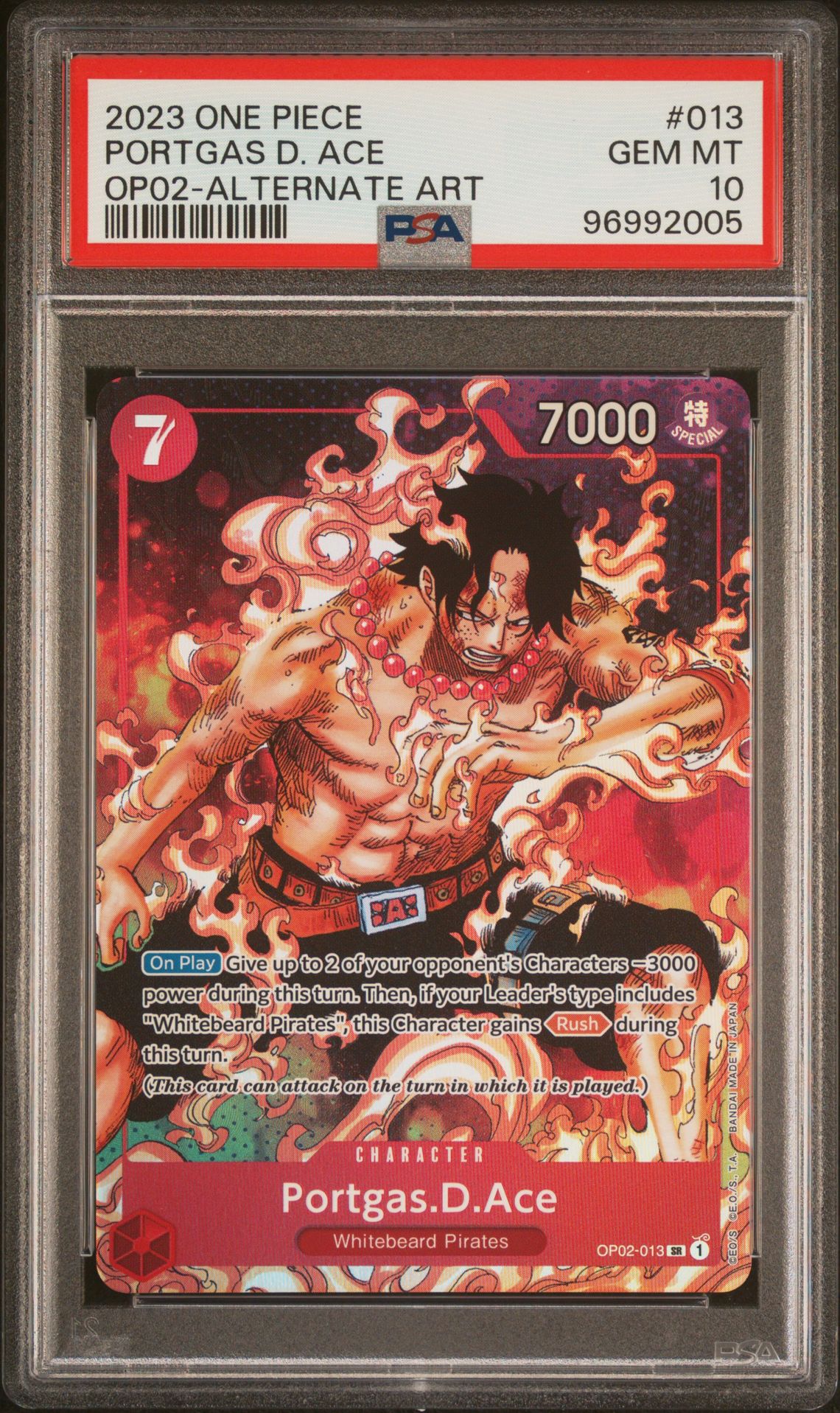 2023 One Piece ONE PIECE OP02-PARAMOUNT WAR ALTERNATE ART #013 Portgas D. Ace front