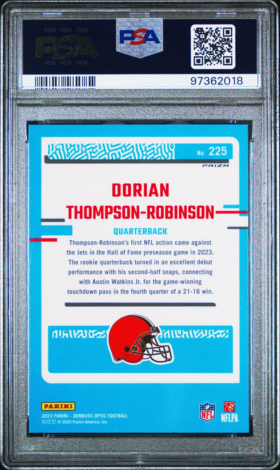2023 Panini Donruss Optic D. Thompson-Robinson #225 (Rocket) Gem Mt 10 back