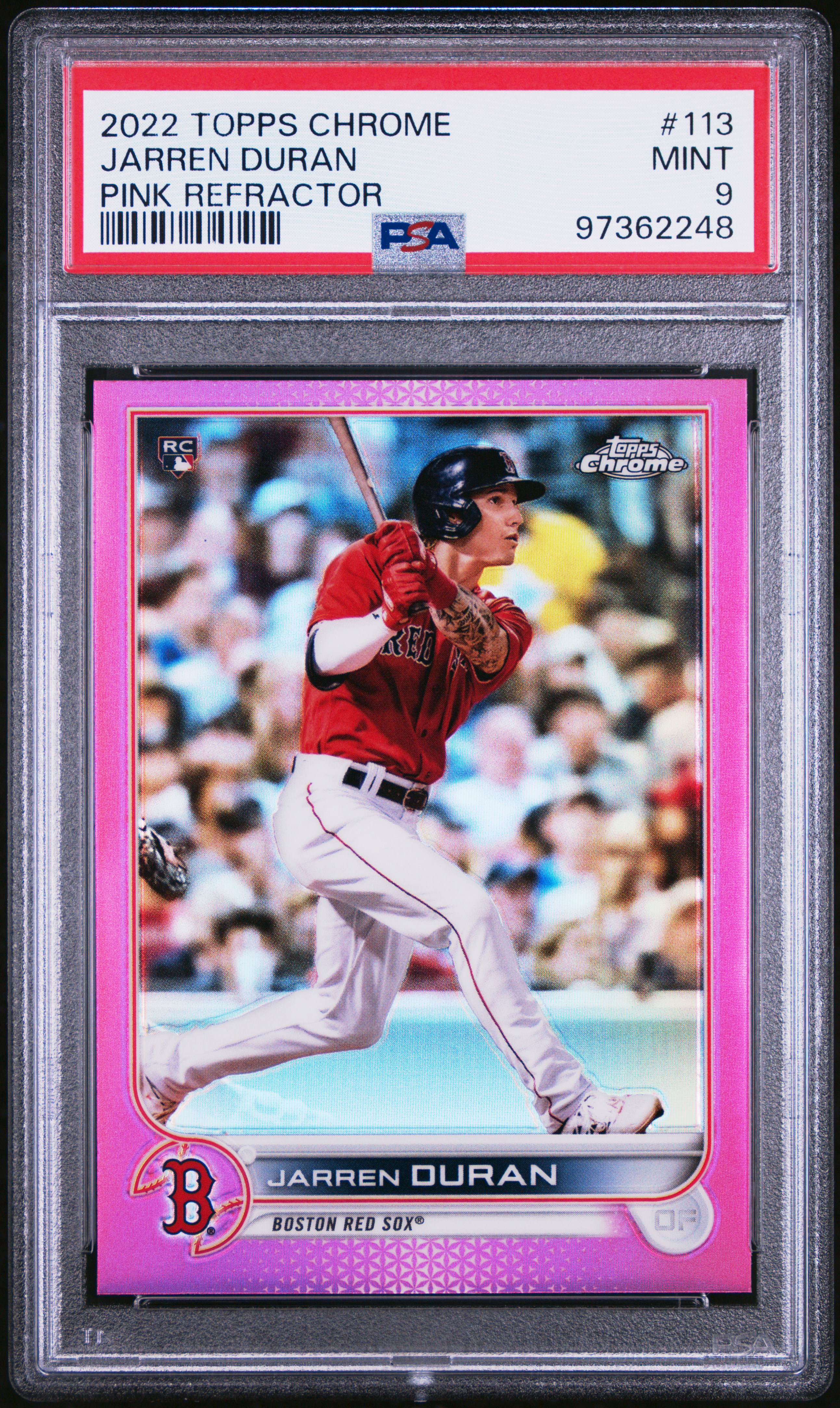 2022 Topps Chrome Jarren Duran #113 (Pink Refractor) Mint 9 front