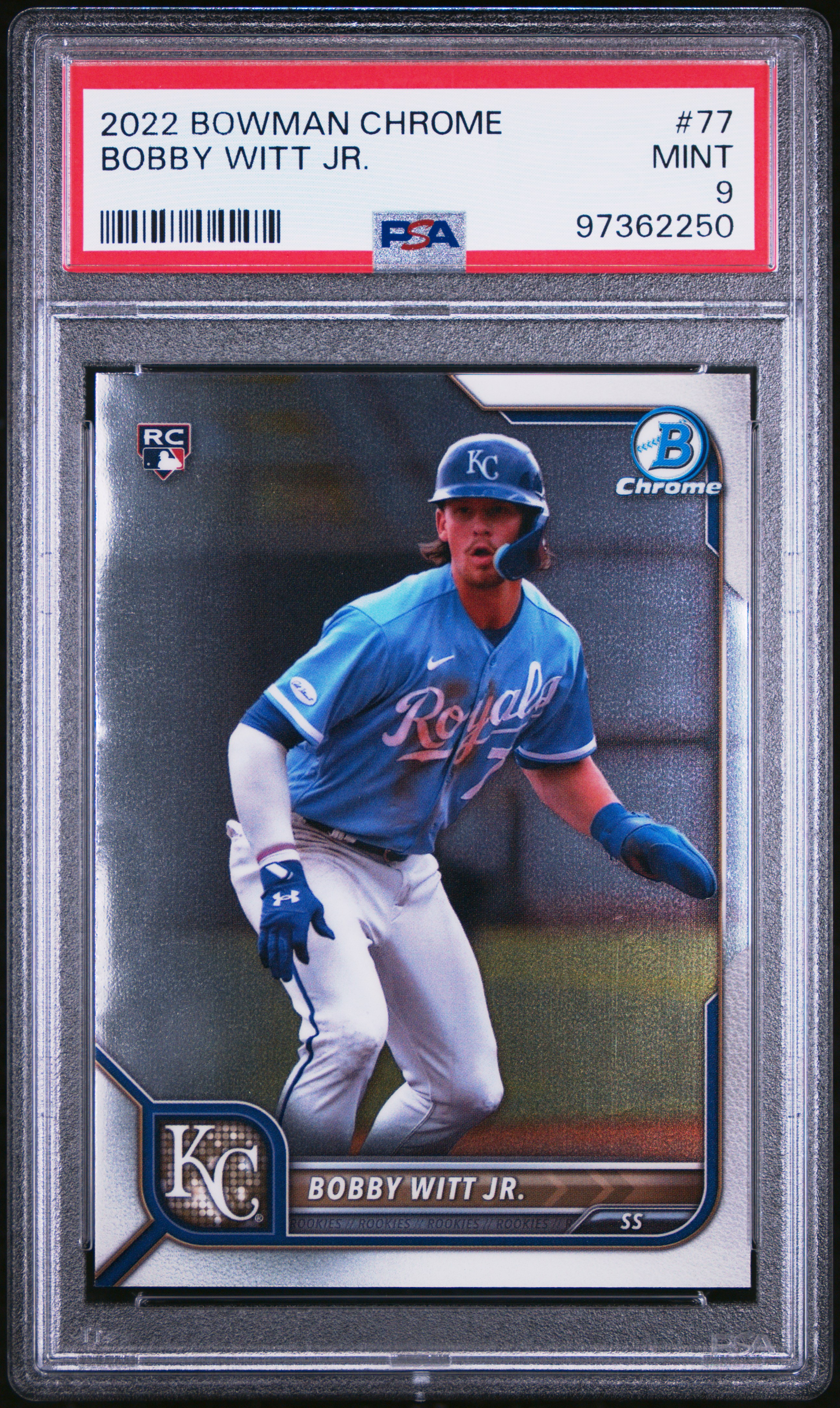 2022 Bowman Chrome Bobby Witt Jr. #77 Mint 9 front