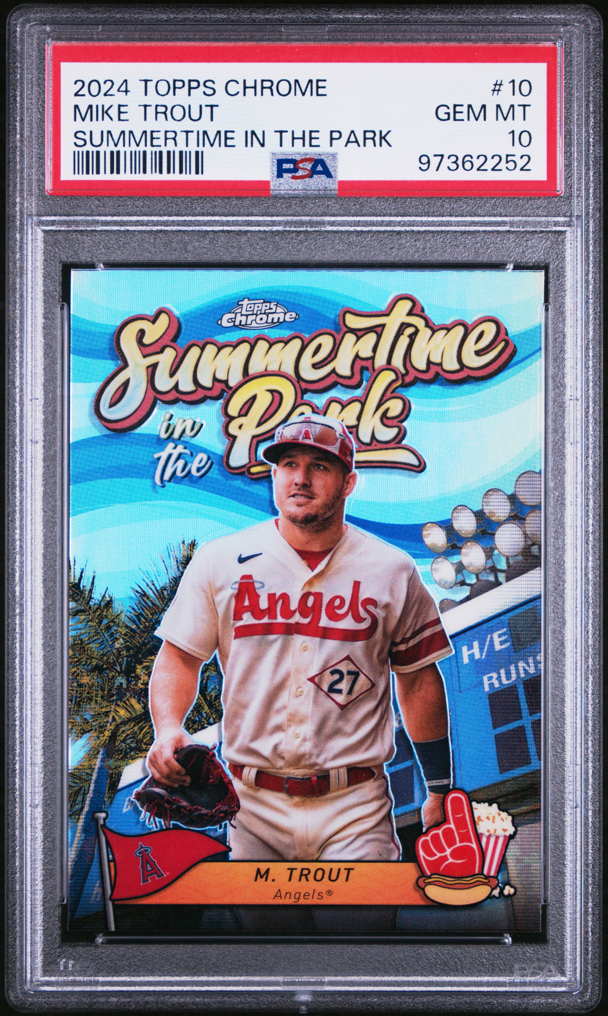 2024 Topps Chrome Summertime In The Park Mike Trout #10 Gem Mt 10 front