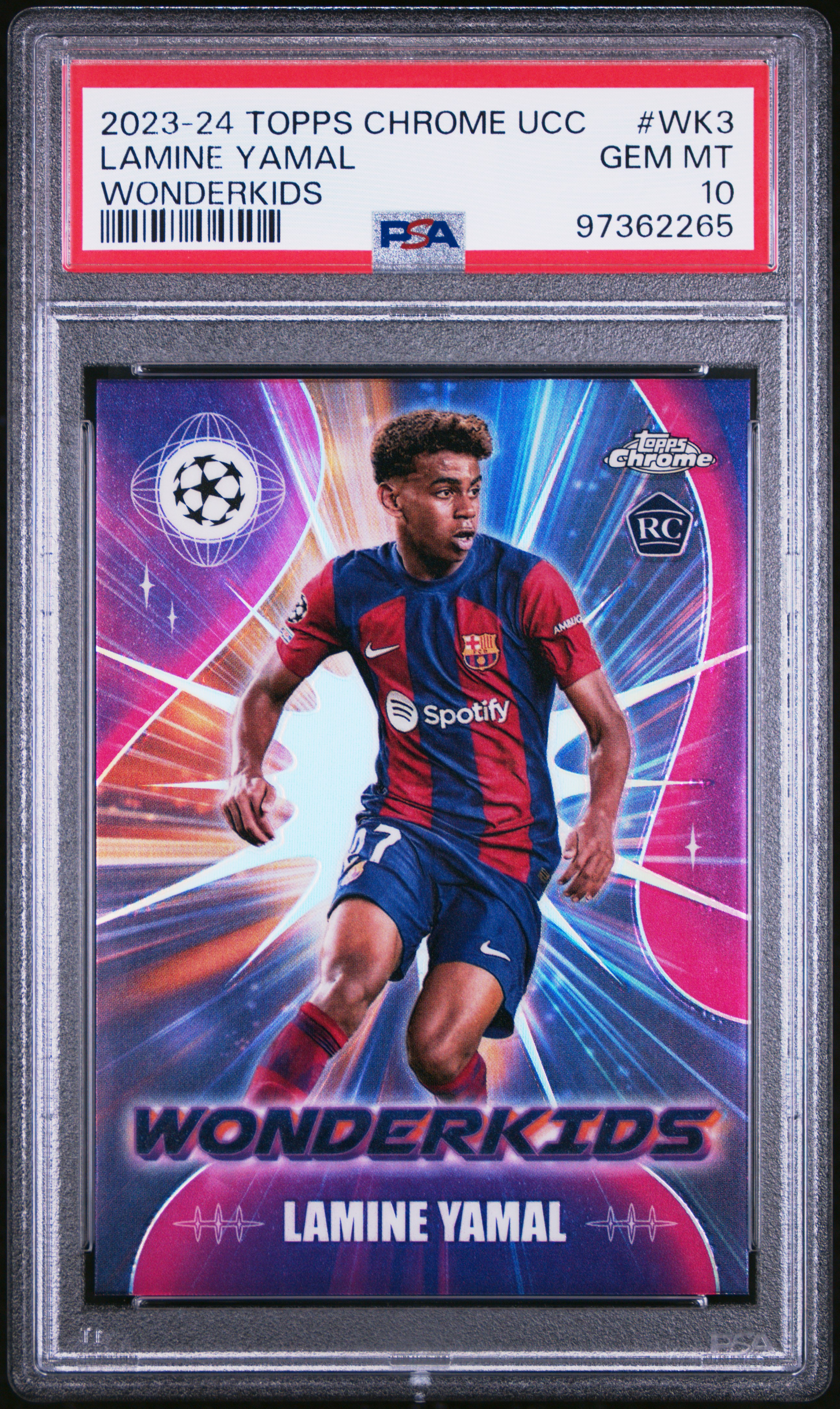 2023-24 Topps Chrome Uefa Club Competitions Wonderkids Lamine Yamal #Wk3 Gem Mt 10 front