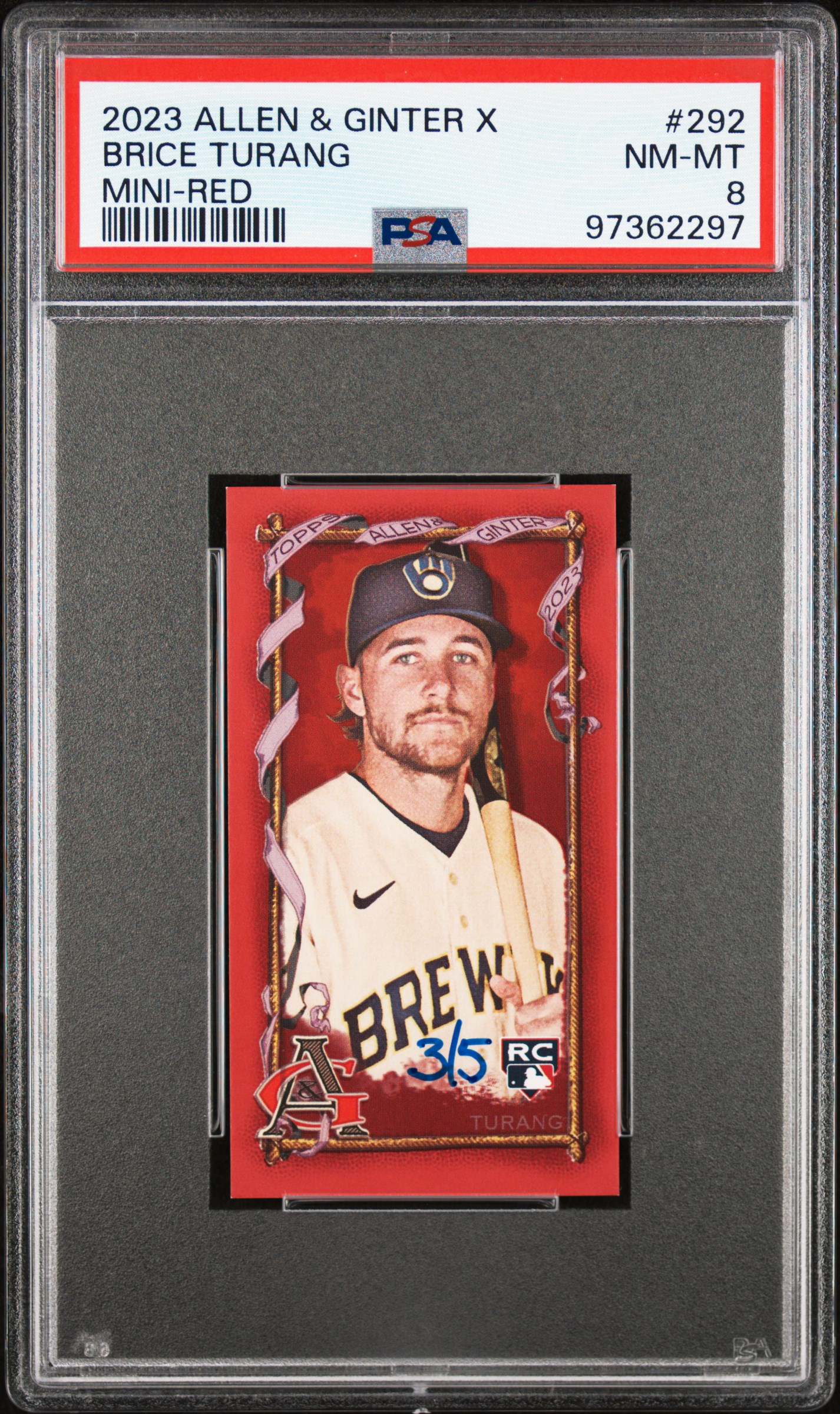 2023 Topps Allen & Ginter X Brice Turang #292 (Mini-Red) Nm-Mt 8 front