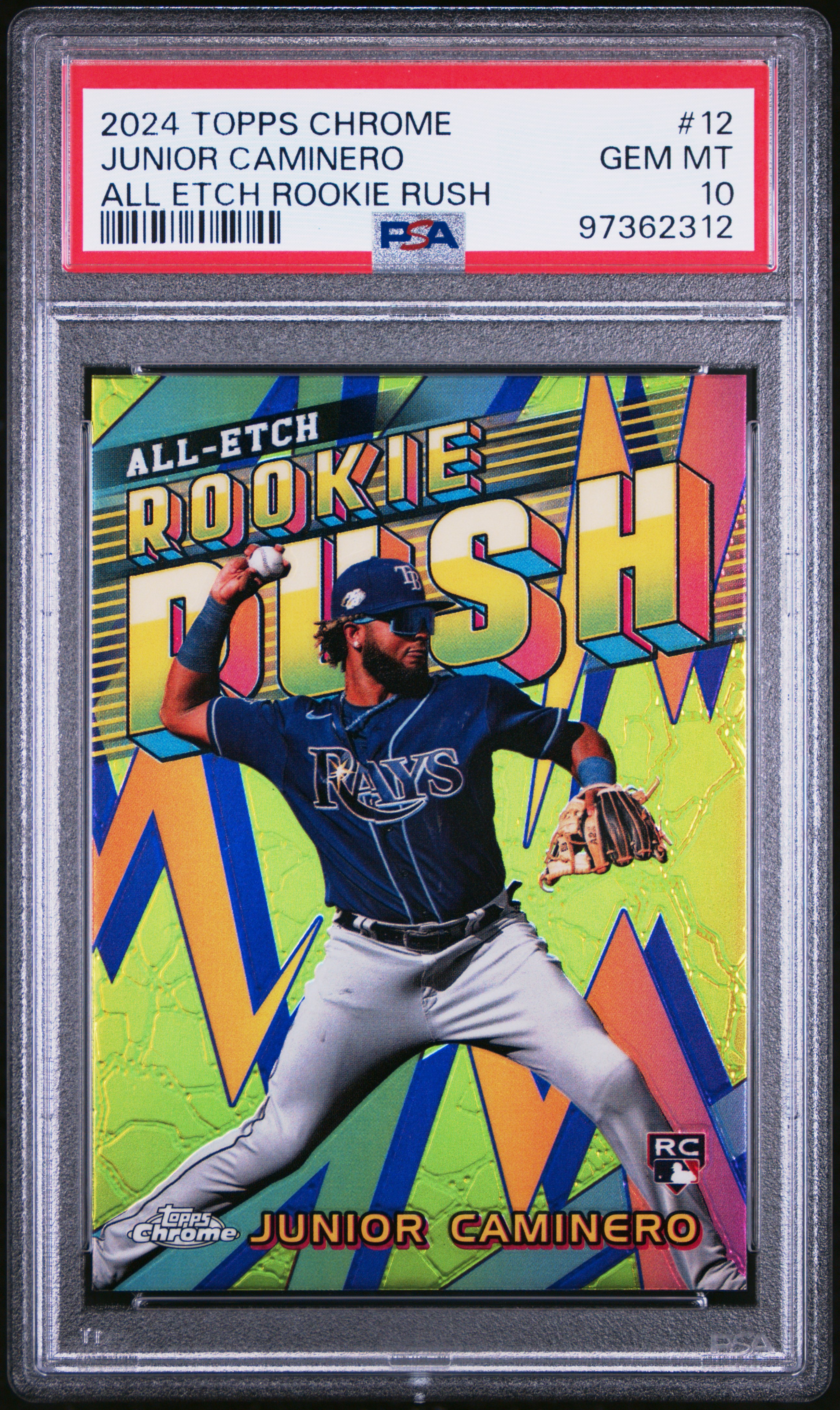 2024 Topps Chrome Chrome All Etch Rookie Rush Junior Caminero #12 Gem Mt 10 front