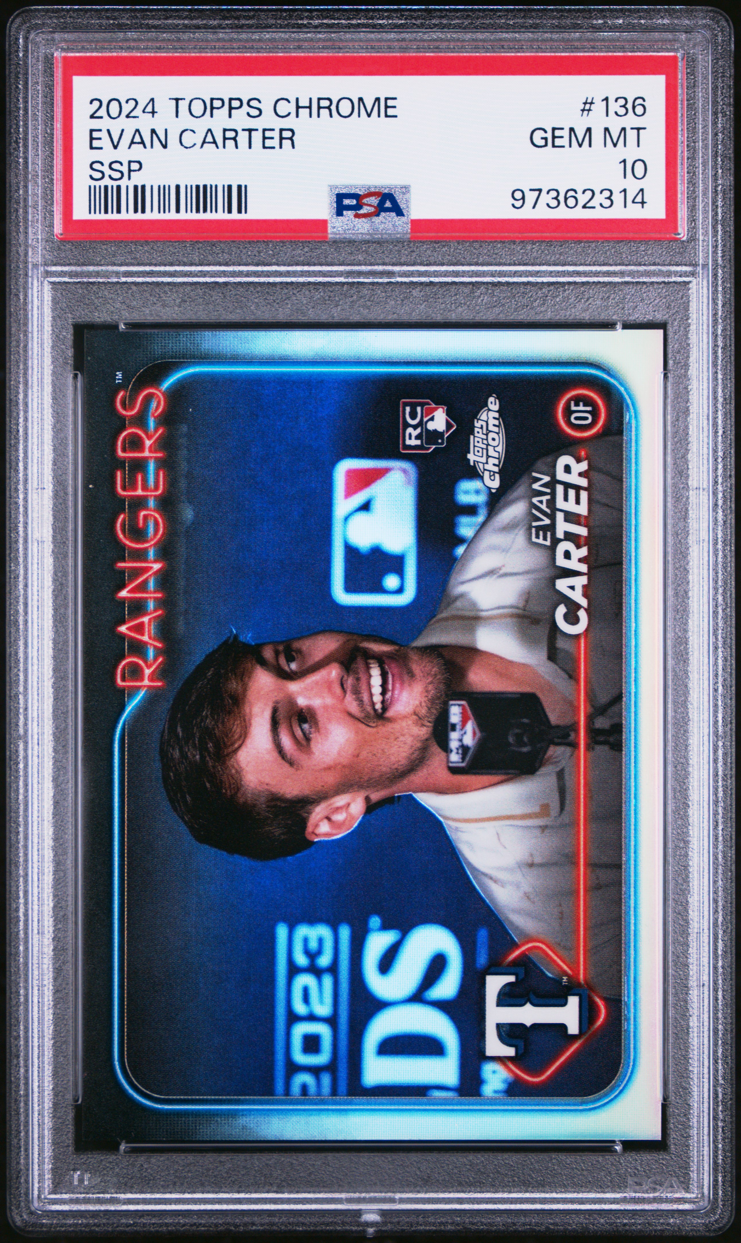 2024 Topps Chrome Evan Carter #136 (Ssp) Gem Mt 10 front