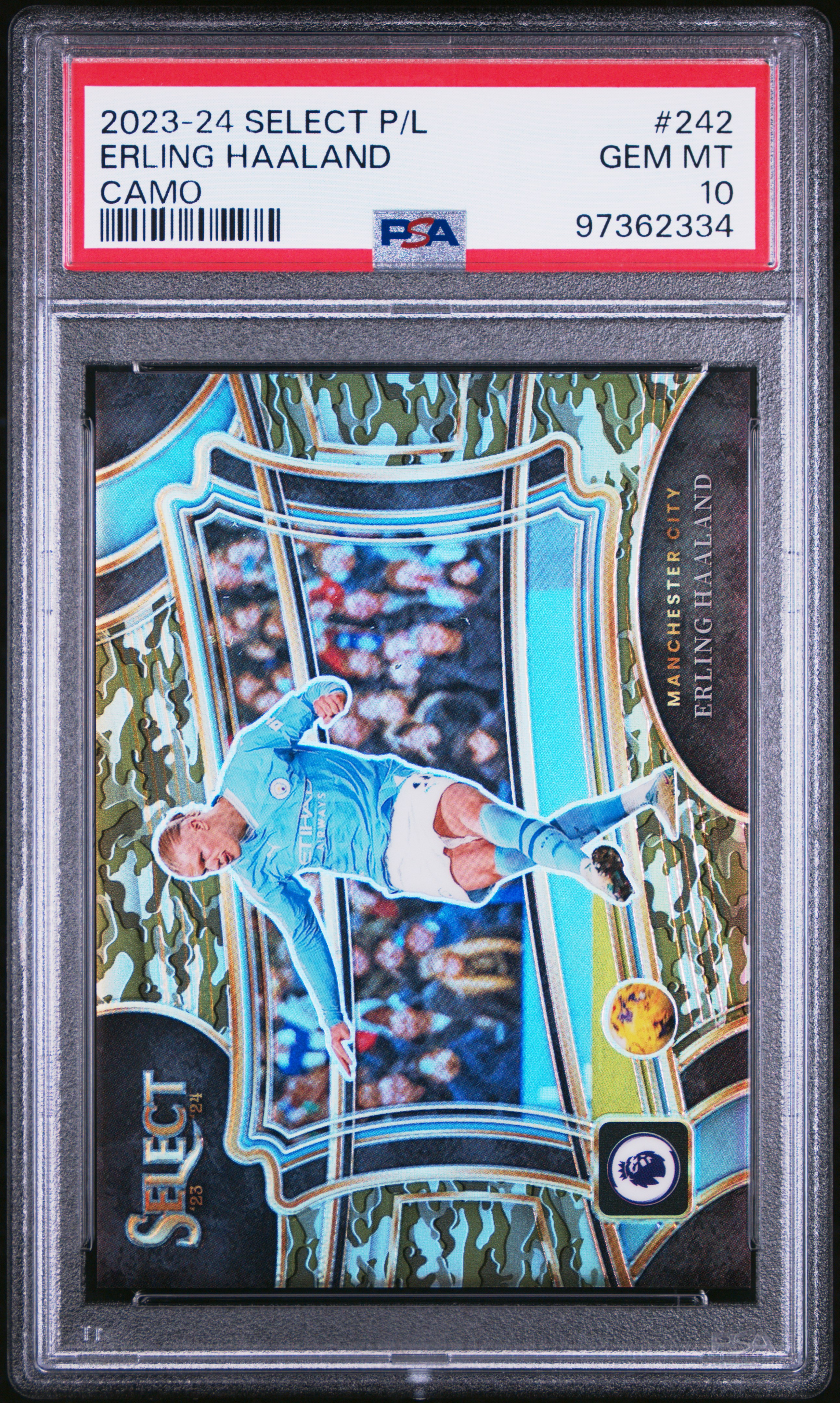 2023-24 Panini Select Premier League Erling Haaland #242 (Camo) Gem Mt 10 front