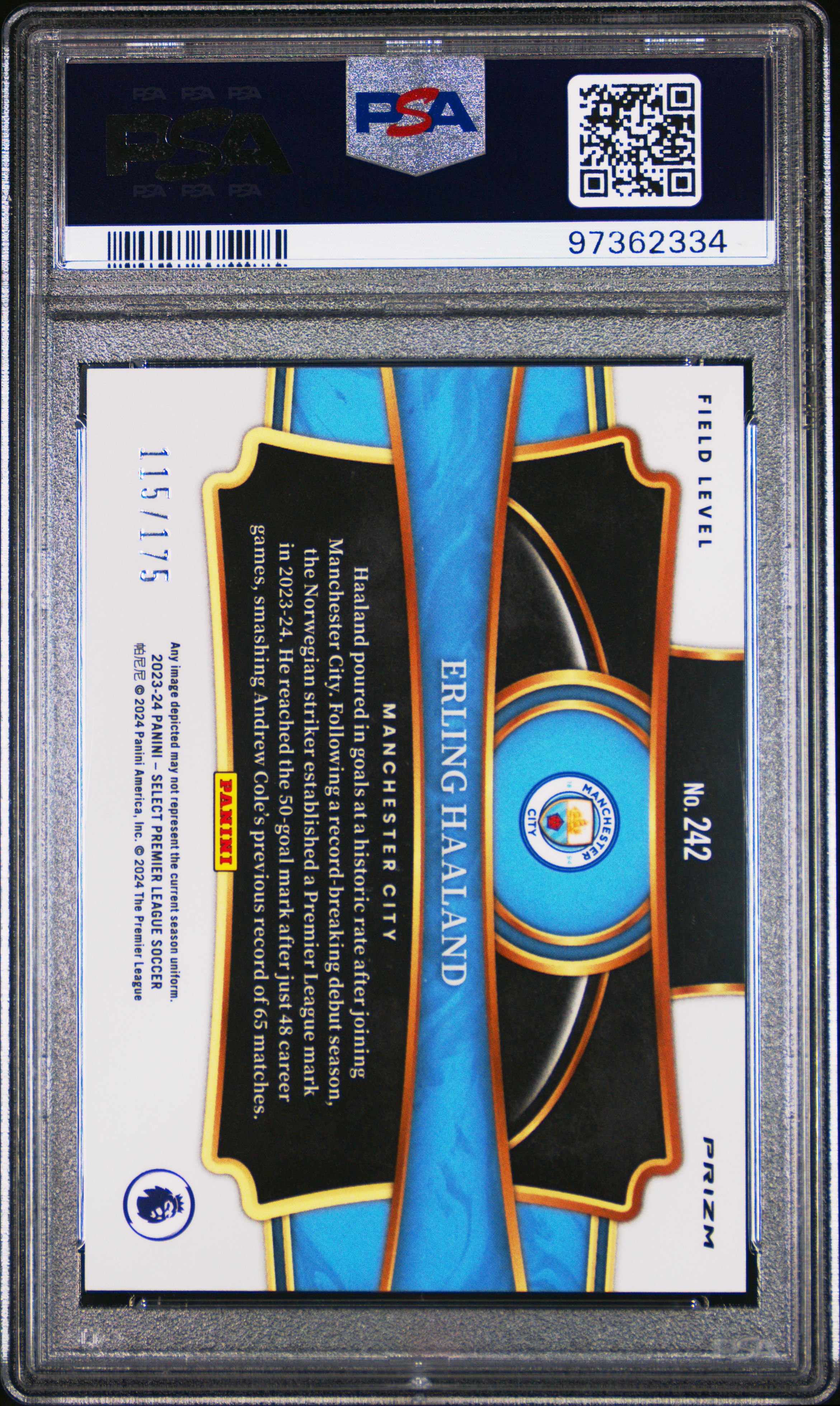 2023-24 Panini Select Premier League Erling Haaland #242 (Camo) Gem Mt 10 back