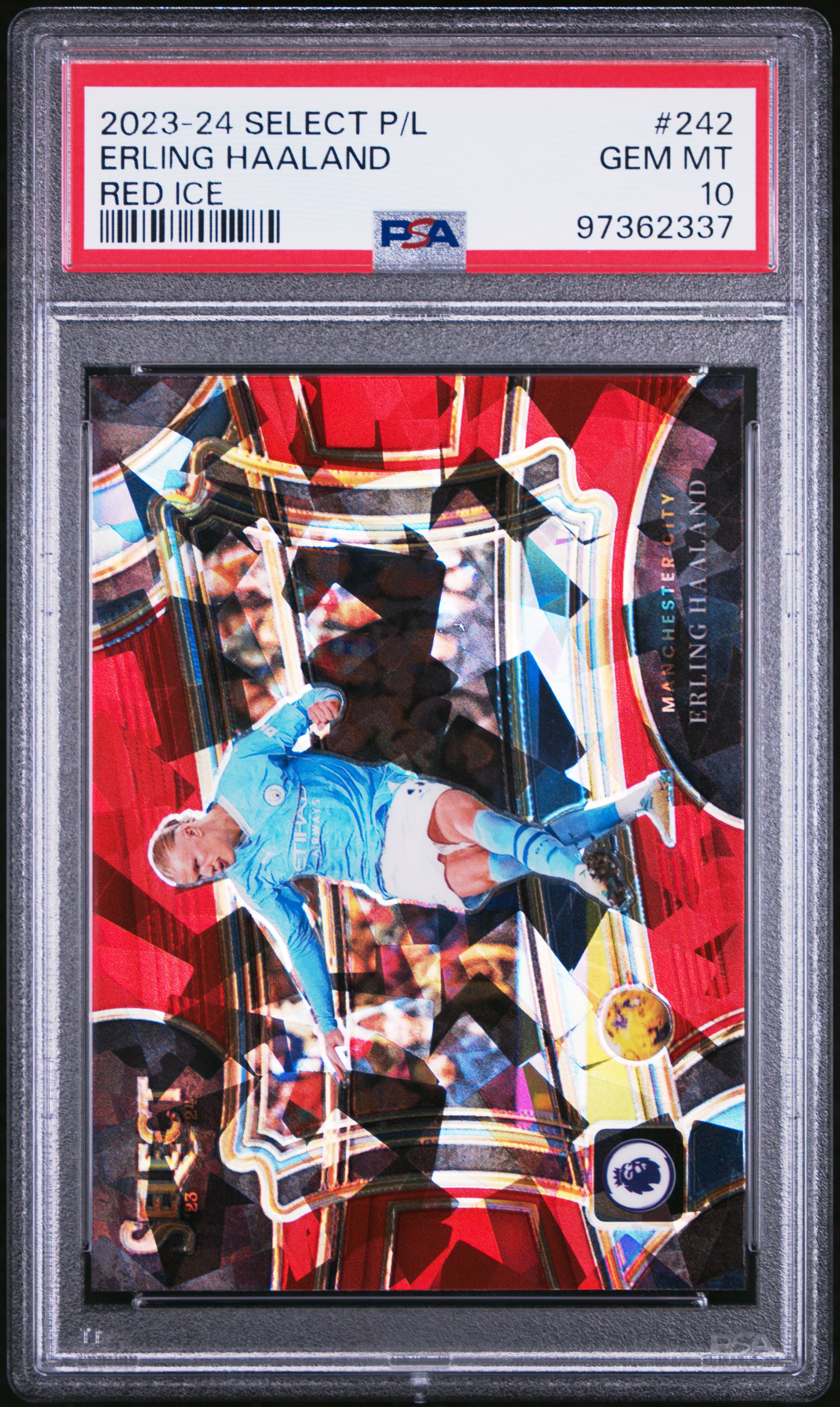 2023-24 Panini Select Premier League Erling Haaland #242 (Red Ice) Gem Mt 10 front