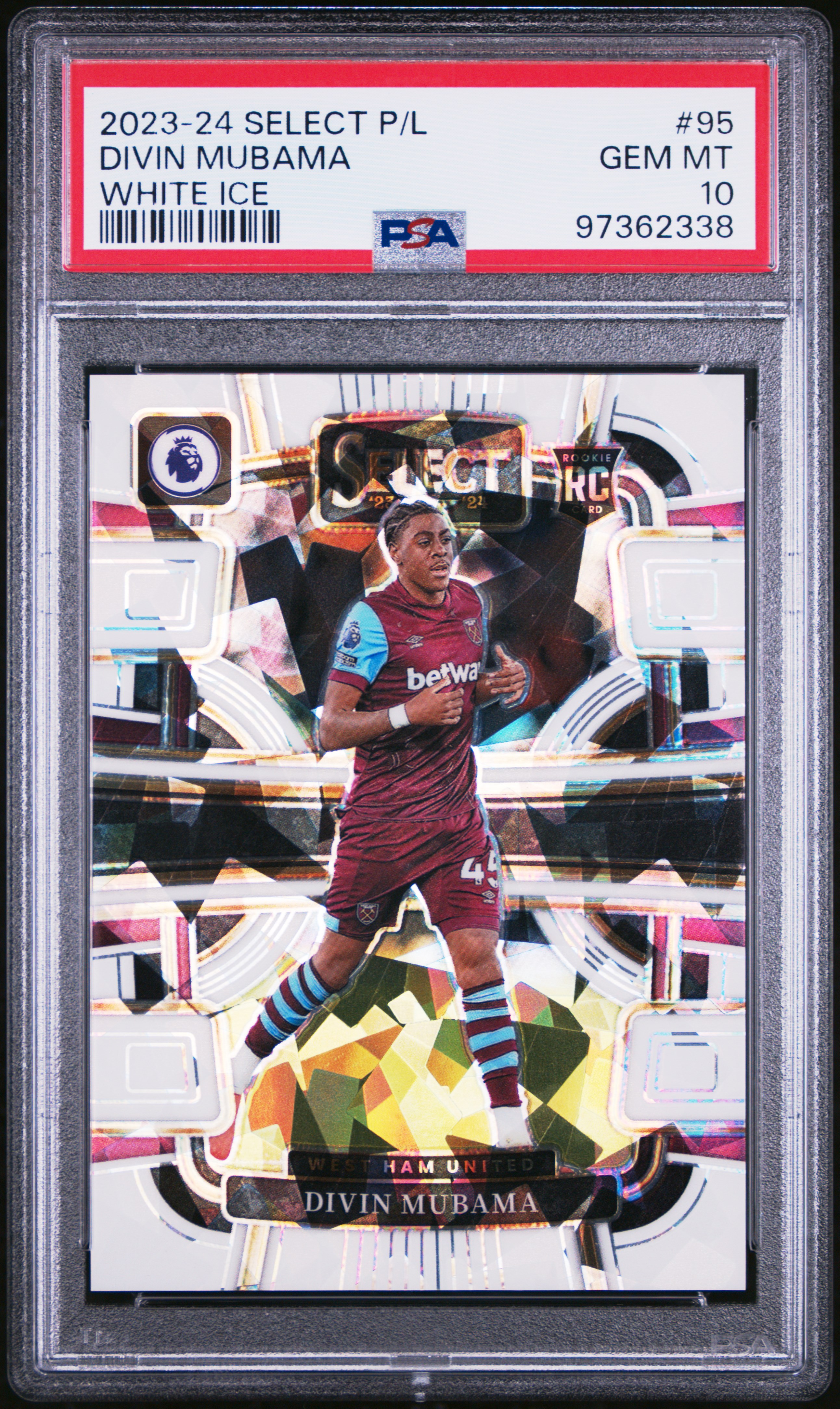 2023-24 Panini Select Premier League Divin Mubama #95 (White Ice) Gem Mt 10 front