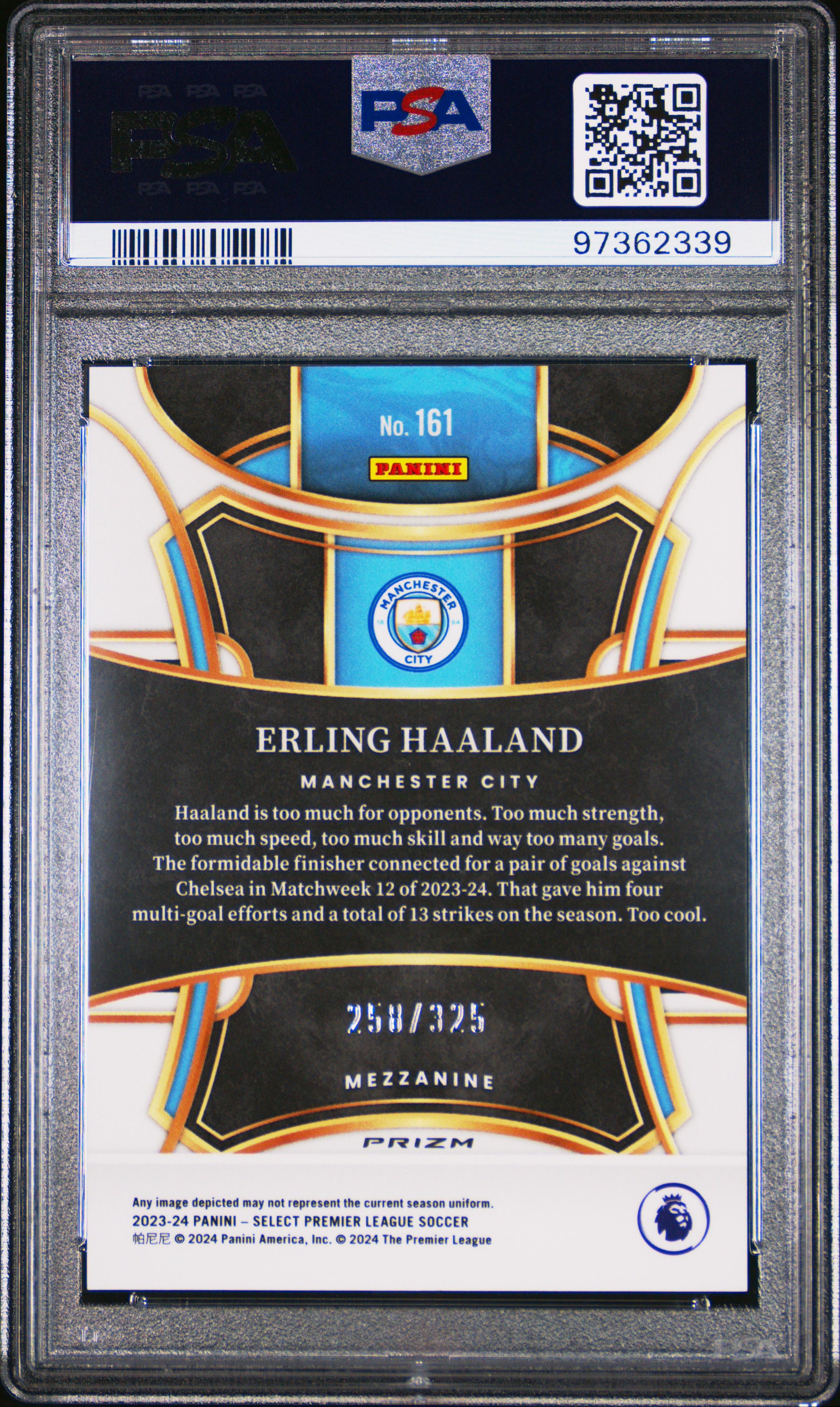 2023-24 Panini Select Premier League Erling Haaland #161 (Pink Mojo) Gem Mt 10 back