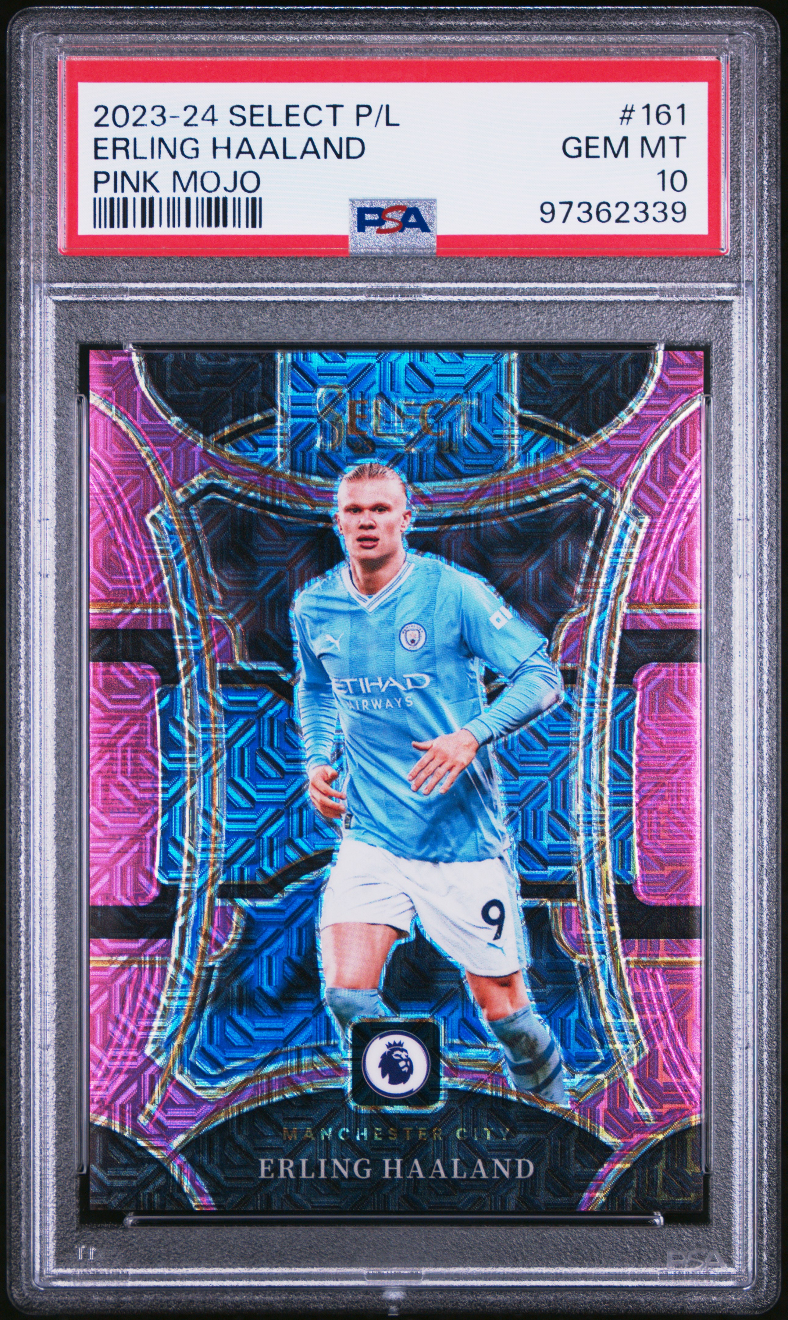 2023-24 Panini Select Premier League Erling Haaland #161 (Pink Mojo) Gem Mt 10 front