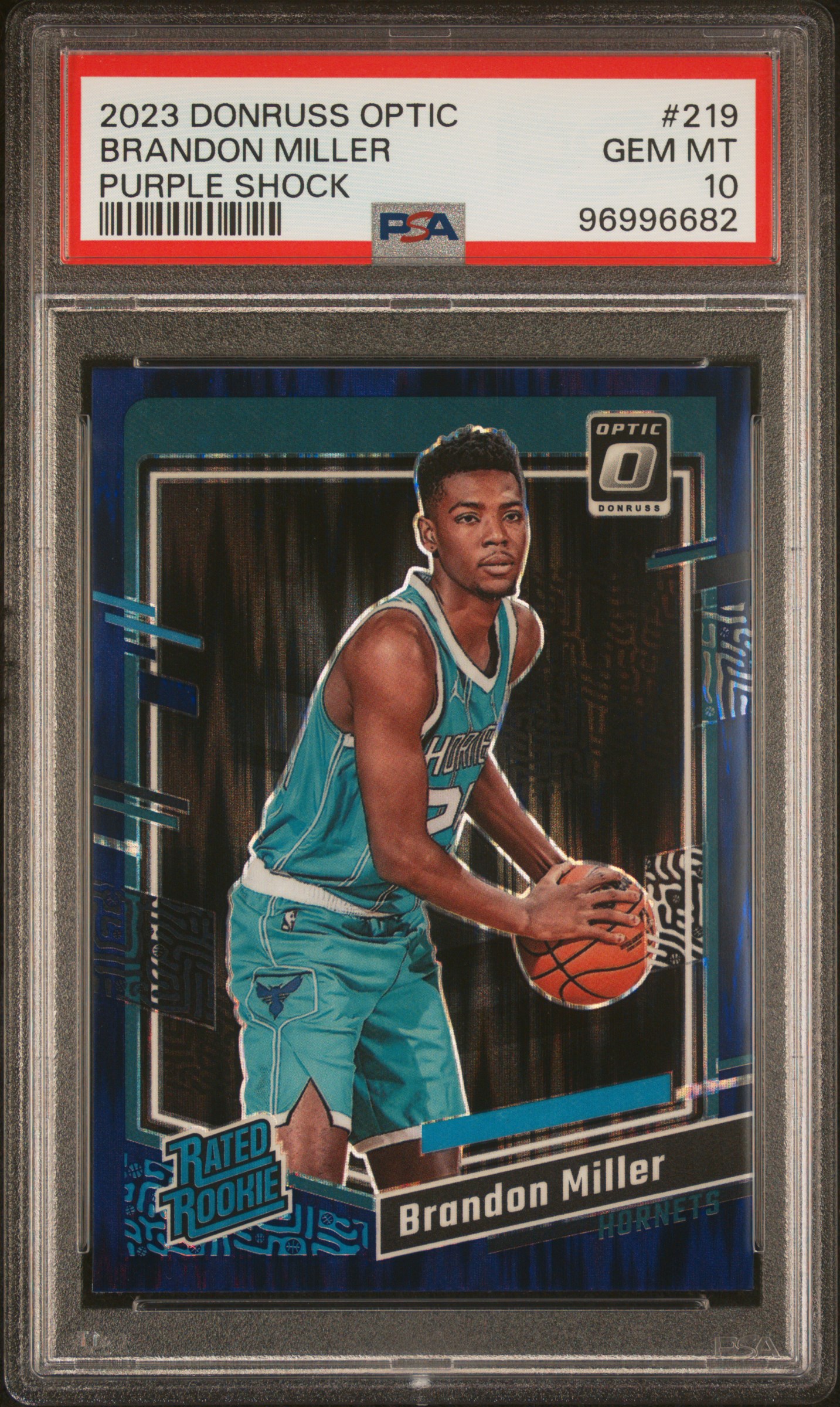 2023 Panini Donruss Optic Brandon Miller #219 (Purple Shock) Gem Mt 10 front