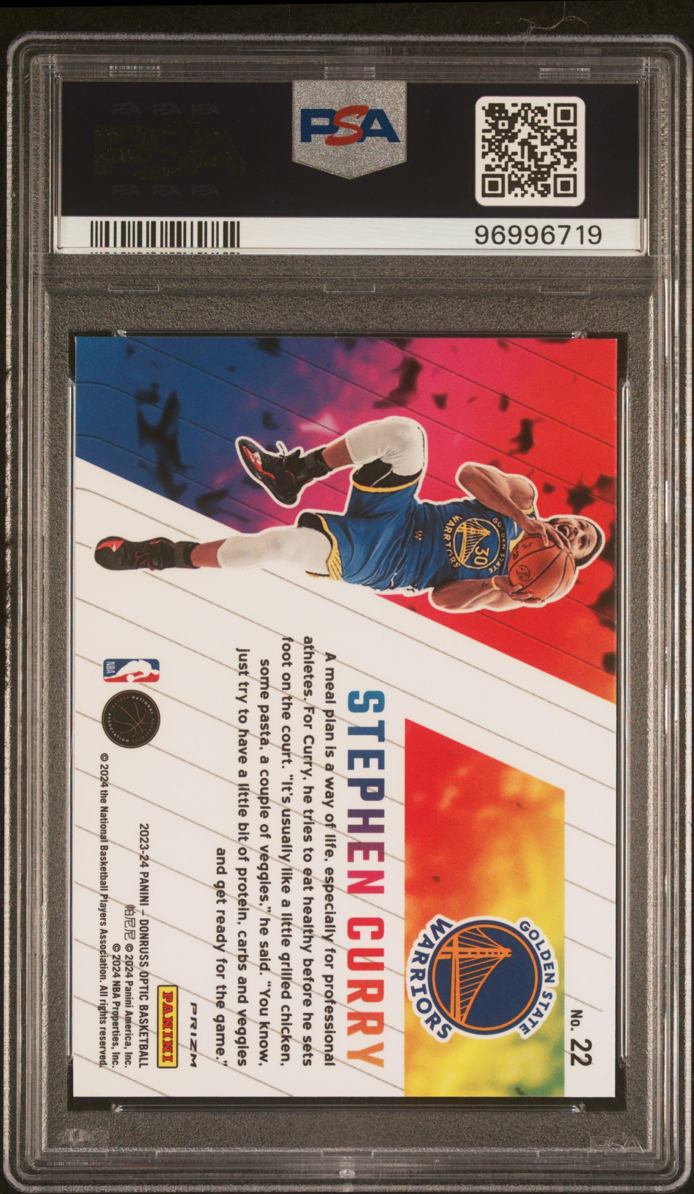 2023 Panini Donruss Optic Phazes Stephen Curry #22 Gem Mt 10 back